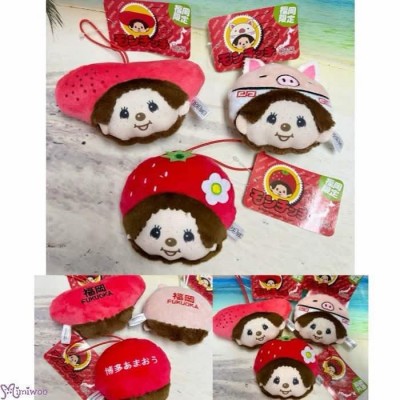 660604 Japan Fukuoka Limited Monchhichi Big Head Strawberry Mascot ~ NEW ARRIVAL